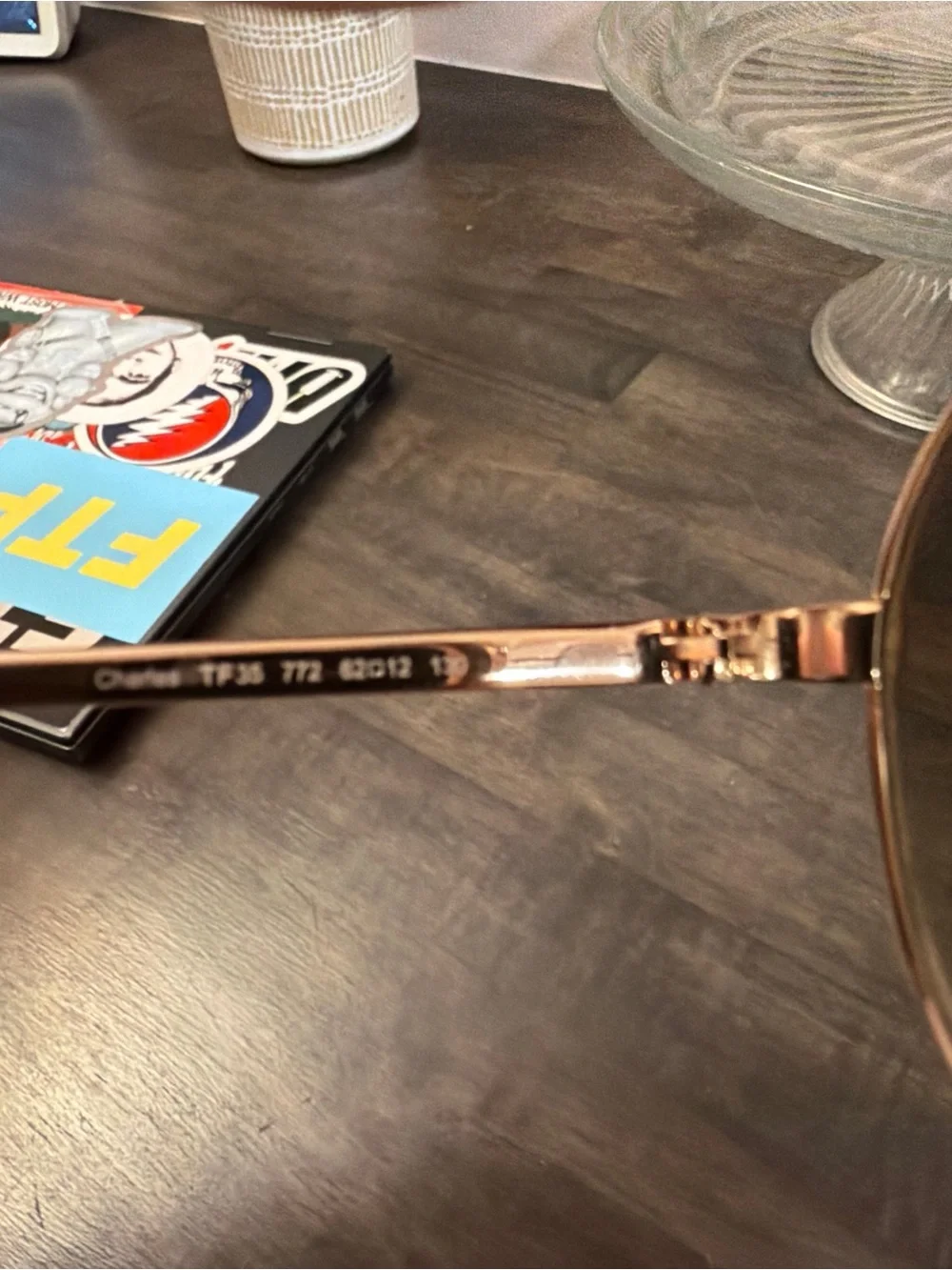 Tom Ford Rose Gold Aviator Sunglasses Brown Gradient Lens TF Case Pouch